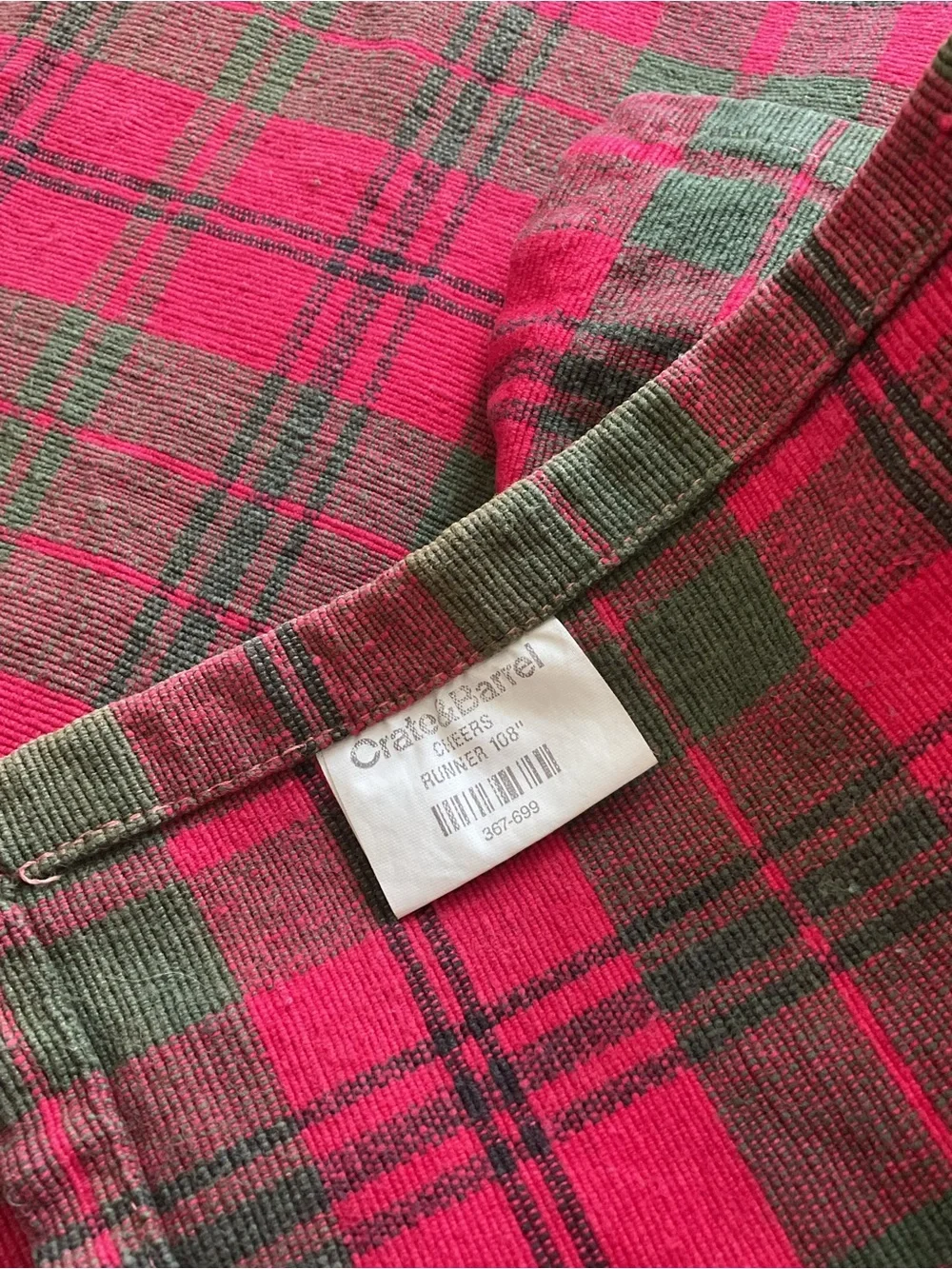 Crate&Barrel Red and Green Plaid table runner